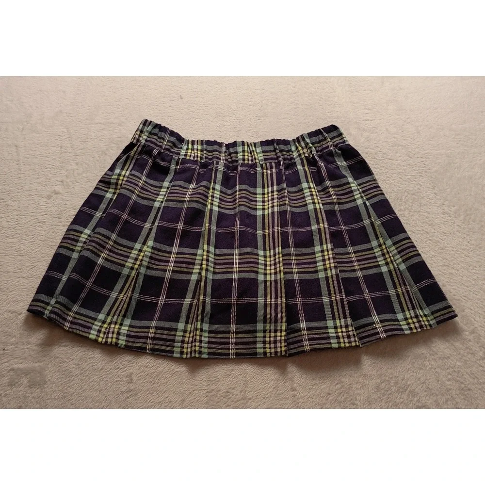 Justice Girls XL Plus Purple Green Plaid Pleated Skort Metallic Accents NWOT